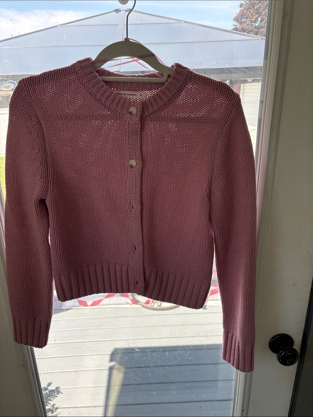 moon & madison Dusty Pink Knit Button Cardigan